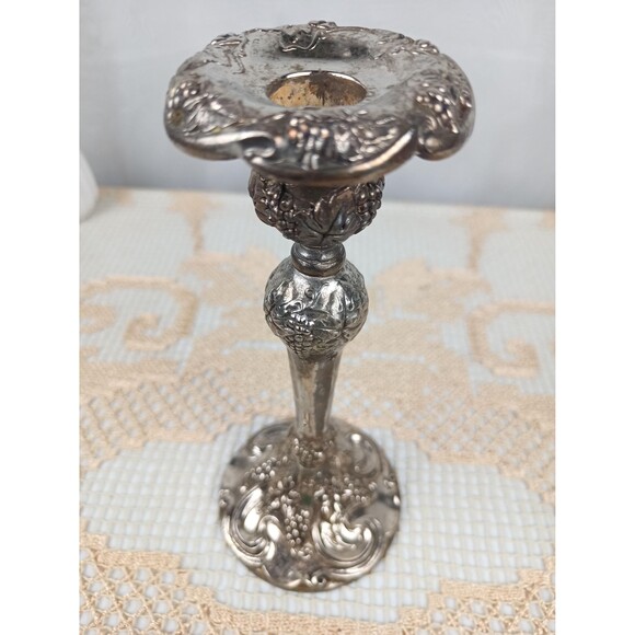 Godinger Silver Plated Candlestick Holder Candelabra Grape And Leaves Motif - Picture 8 of 9